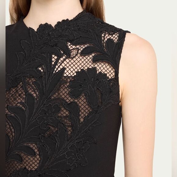 Oscar De La Renta Marbled Carnation Guipure Lace Inset Midi Dress size 0 - Picture 5 of 16